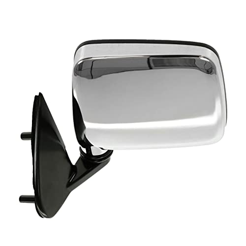 TRQ 2 Piece Driver and Passenger Side Mirror Assembly Set Manual Folding Manual Adjustment Non-Heated No Memory Chrome Compatible with 1986-1994 Nissan D21 1995-1997 Pickup - Image 3