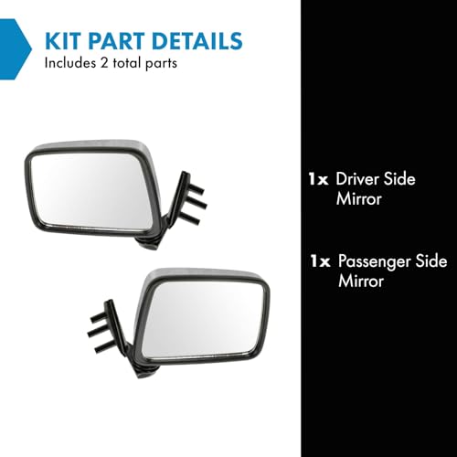 TRQ 2 Piece Driver and Passenger Side Mirror Assembly Set Manual Folding Manual Adjustment Non-Heated No Memory Chrome Compatible with 1986-1994 Nissan D21 1995-1997 Pickup - Image 2