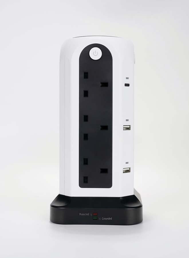 18 in 1 Sincere Universal Vertical Tower Power Strip with 12 Sockets 4 USB Slots And 2M Extension Cord For Home And Office - Image 5