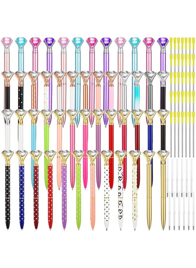 Tudomro 100 Pcs Diamond Pens Bulk 50 Crystal Ballpoint Pens with Diamond on Top Metal Ballpoint Pens Black Ink with 50 Extra Refills Cute Bling Writing Pen for Girls Women Home School Office Wedding Birthday - Image 1
