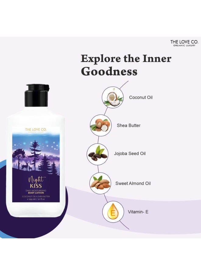 ذا لوف كو. لوشن الجسم من ذا لوف كو. - كريم مرطب للبشرة الجافة - لوشن للجسم للنساء والرجال - لوشن للجسم للبشرة الجافة بزيت الجوجوبا وزبدة الشيا وفيتامين هـ - 250مل (قبلة ليلية) - Image 3