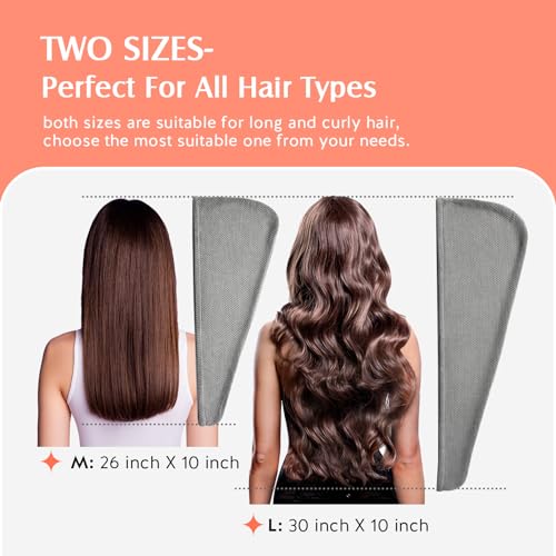 YFONG 2 Pack Large Microfiber Hair Towel Wrap, Super Absorbent Quick Dry Hair Turban for Drying Long Thick Curly Hair, Anti Frizz, Drying Towel with Button - Image 4