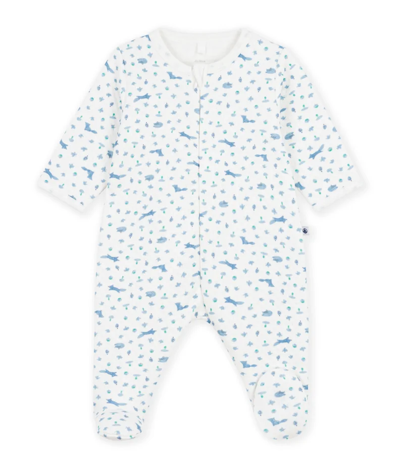 Petit Bateau Babies' Fox Print Tube Knit Pyjama Suit