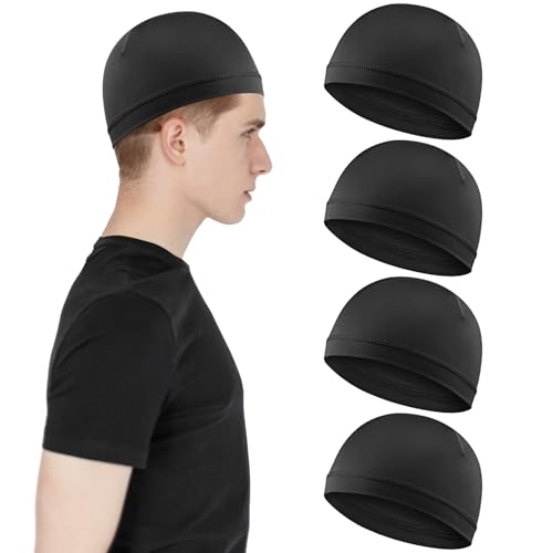 WY LIGHTING LEVEL 4Pcs Wave Cap for Men Silky Durags Elastic Band Wave Caps for 360 540 720 Waves Soft Breathable Satin Durag Unisex Adults Kids Skullies Beanies Hats Shower Cap - Image 4