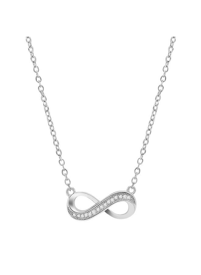 ZAVYA 925 Sterling silver Rhodium Plated Chain with Cubic Zirconia CZ Infinity Locket for Women | Stylish Silver Jewellery | Gift for Women & Girls | With Certificate of Authenticity and 925 Hallmark - Image 1