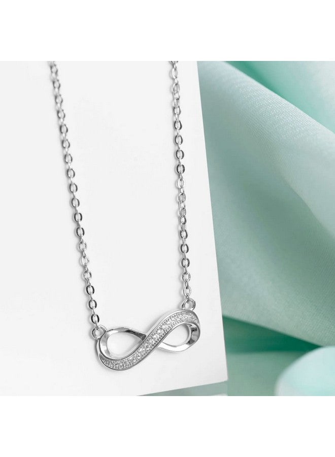 ZAVYA 925 Sterling silver Rhodium Plated Chain with Cubic Zirconia CZ Infinity Locket for Women | Stylish Silver Jewellery | Gift for Women & Girls | With Certificate of Authenticity and 925 Hallmark - Image 2