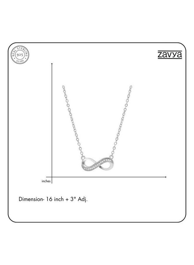 ZAVYA 925 Sterling silver Rhodium Plated Chain with Cubic Zirconia CZ Infinity Locket for Women | Stylish Silver Jewellery | Gift for Women & Girls | With Certificate of Authenticity and 925 Hallmark - Image 5