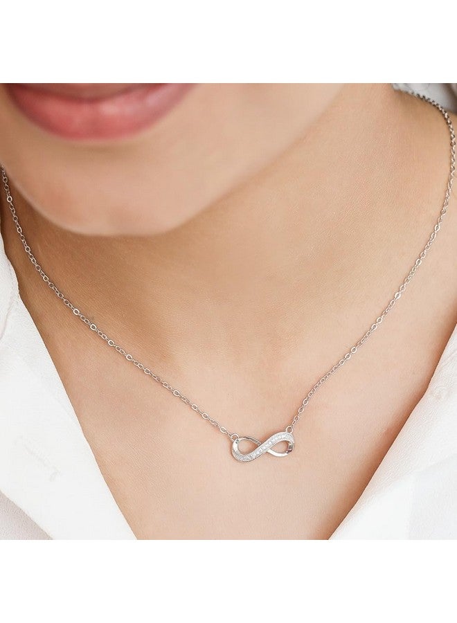 ZAVYA 925 Sterling silver Rhodium Plated Chain with Cubic Zirconia CZ Infinity Locket for Women | Stylish Silver Jewellery | Gift for Women & Girls | With Certificate of Authenticity and 925 Hallmark - Image 3