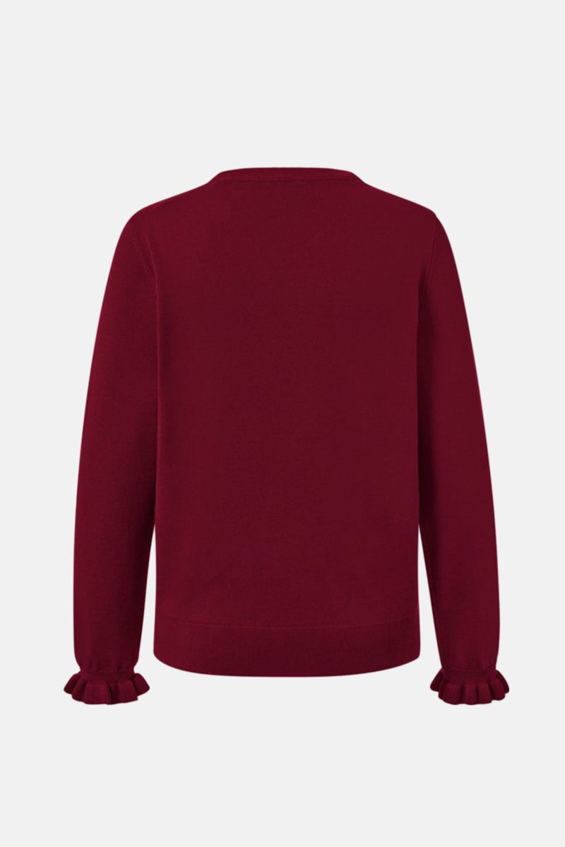 Tchibo سويت شيرت نسائي بأكمام طويلة وياقة دائرية، مارون - Image 3