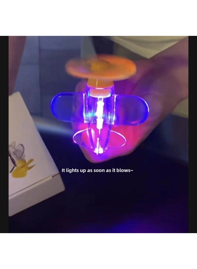 Loquat Electric Car Motorcycle Wind Energy Small Aircraft Wind Power LED Bright Lights Car Ornaments Car Decorations-Color:Yellow Wind Aircraft - Image 5