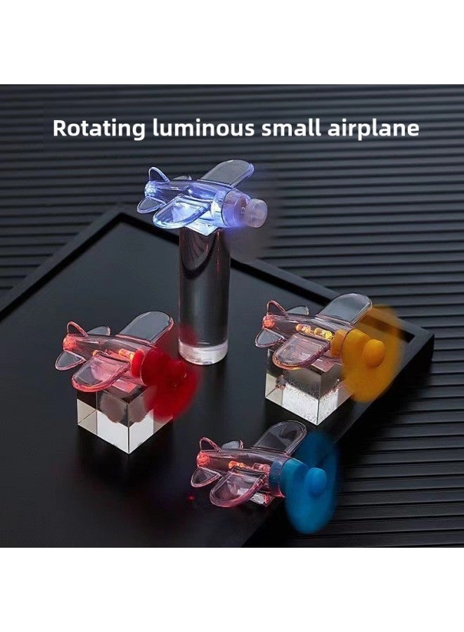 Loquat Electric Car Motorcycle Wind Energy Small Aircraft Wind Power LED Bright Lights Car Ornaments Car Decorations-Color:Yellow Wind Aircraft - Image 1