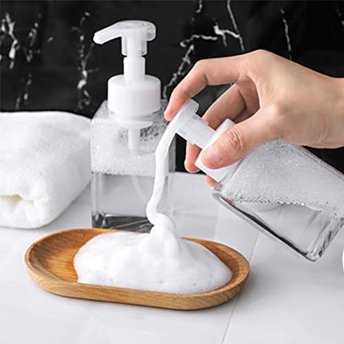 coldchill Foaming Soap Dispenser 450ml16oz Refillable Modern Square Pump Bottle for Shampoo Body Wash Liquid Soap PETG Plastic Empty Soap Dispenser for Kitchen Bathroom Hospital Clinic 2 Pcs Clear - Image 1