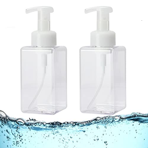 coldchill Foaming Soap Dispenser 450ml16oz Refillable Modern Square Pump Bottle for Shampoo Body Wash Liquid Soap PETG Plastic Empty Soap Dispenser for Kitchen Bathroom Hospital Clinic 2 Pcs Clear - Image 3