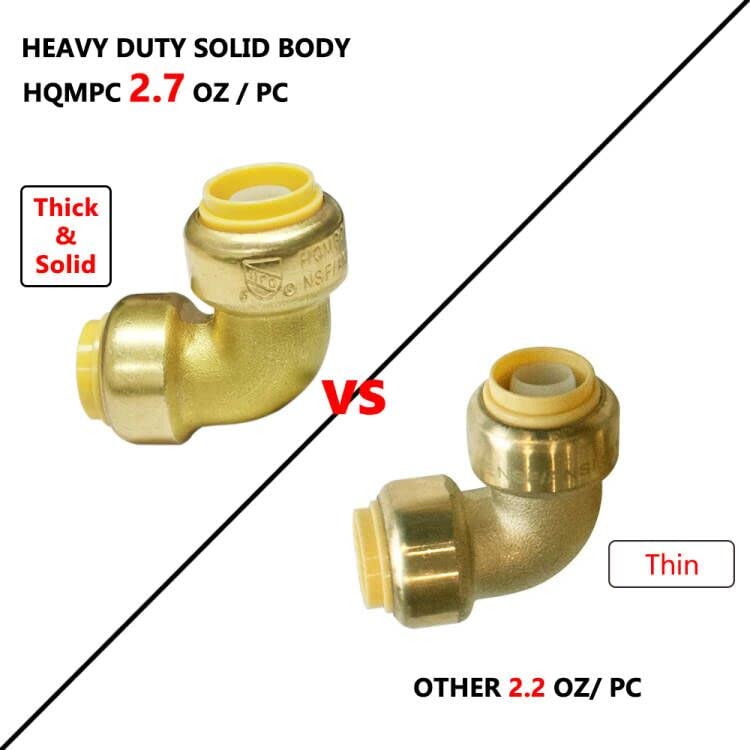 HQMPC Pex Fitting 1/2" Pex Elbow PushFit Elbow 90-Degree Fittings 1/2" 90 Degree Push-to-Connect Plumbing Fittings for Copper, PEX, CPVC (6pcs 1/2") - Image 2