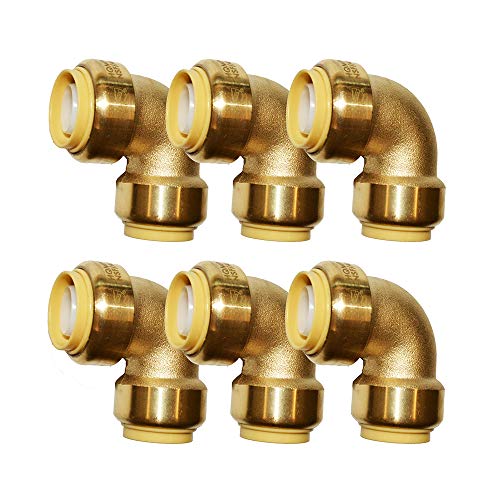 HQMPC Pex Fitting 1/2" Pex Elbow PushFit Elbow 90-Degree Fittings 1/2" 90 Degree Push-to-Connect Plumbing Fittings for Copper, PEX, CPVC (6pcs 1/2") - Image 1