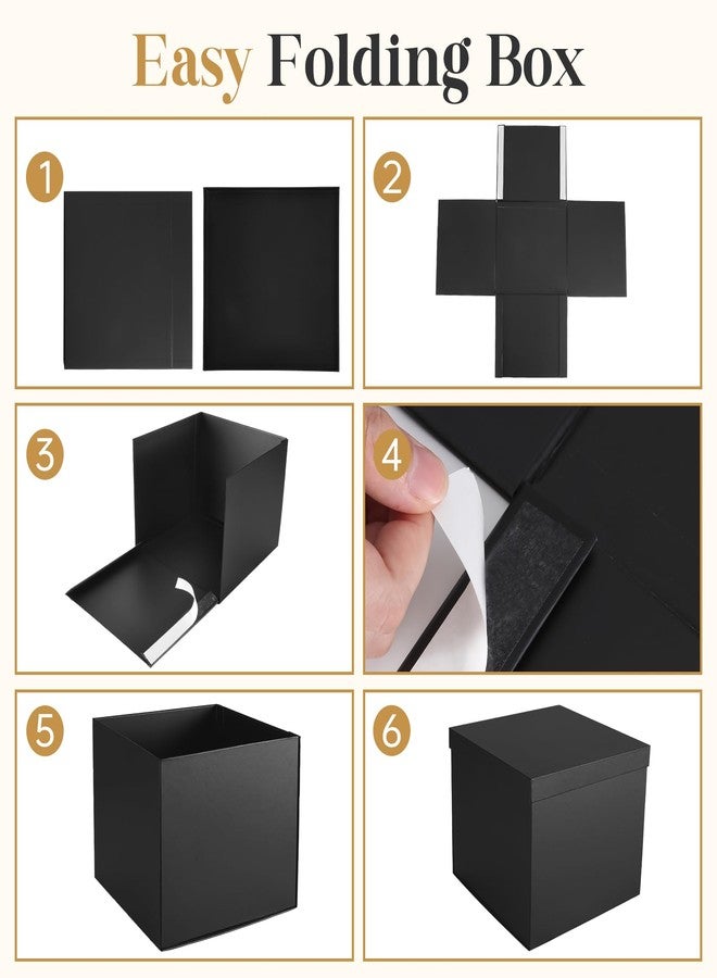 Donyang Gift Box, 12x12x10 inches Large Black Gift Boxes for Presents with Lids, Birthday Box, Groomsman Proposal Box, for Wedding, Valentine's Day, Mother's Day, Halloween, Christmas Gift Packging - Image 3