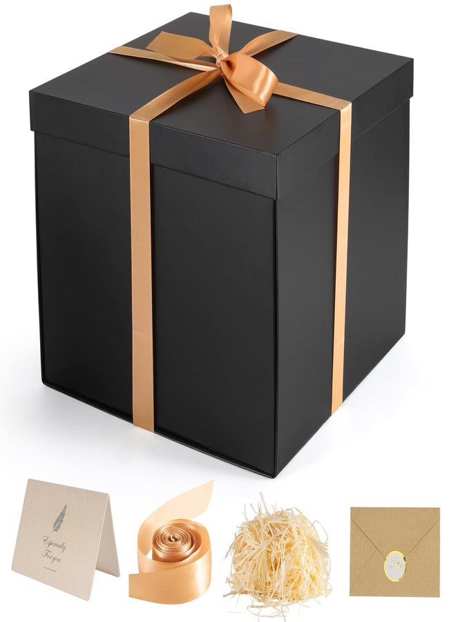 Donyang Gift Box, 12x12x10 inches Large Black Gift Boxes for Presents with Lids, Birthday Box, Groomsman Proposal Box, for Wedding, Valentine's Day, Mother's Day, Halloween, Christmas Gift Packging - Image 1