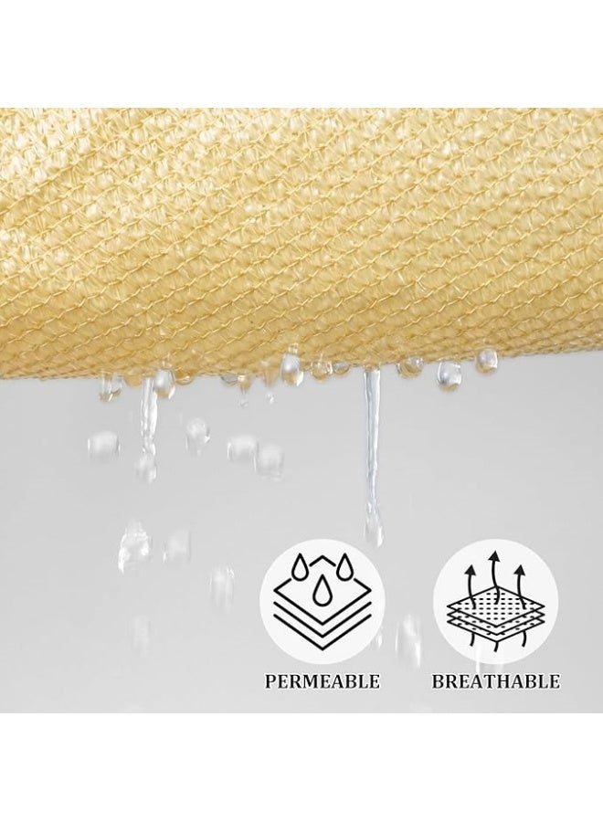 DURKU Beige Sunshade Netting, Encrypted And Thickened Perforated Edge Sunshade Netting, Waterproof Outdoor Canopy, Sun Shade UV Block for Outdoor Patio Garden Backyard - Image 4