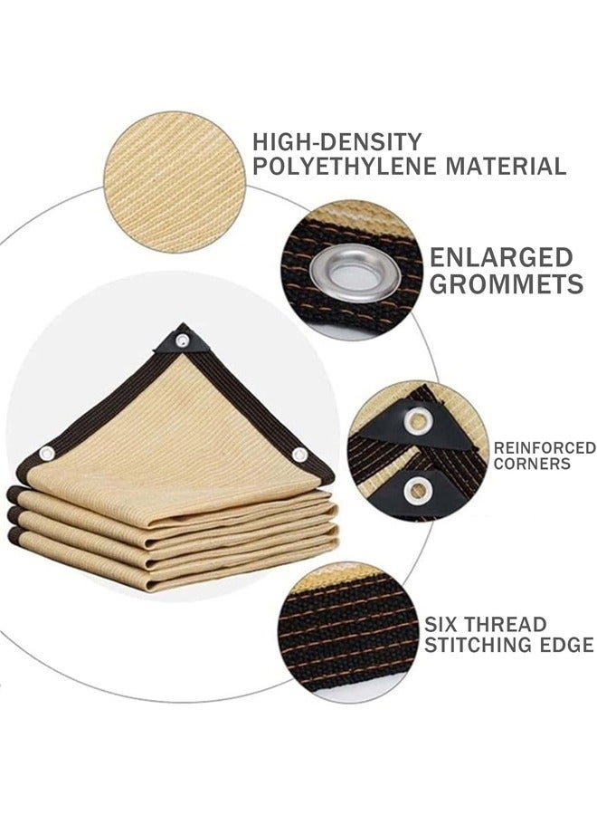 DURKU Beige Sunshade Netting, Encrypted And Thickened Perforated Edge Sunshade Netting, Waterproof Outdoor Canopy, Sun Shade UV Block for Outdoor Patio Garden Backyard - Image 3
