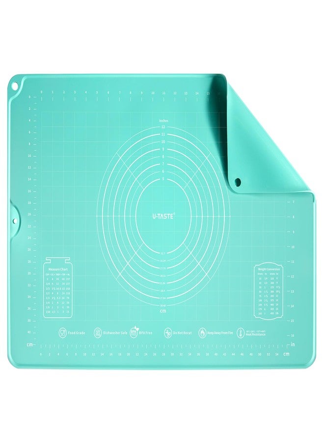 U-Taste 28"x20" Large Pastry Mat: Food-Grade Liquid Silicone Dough Rolling Baking Sheet, Non-Stick Non-Slip for Kneading, Making Pizza, Fondant, Pie with Clear Measurement and Raised Edges (Aqua Sky) - Image 1