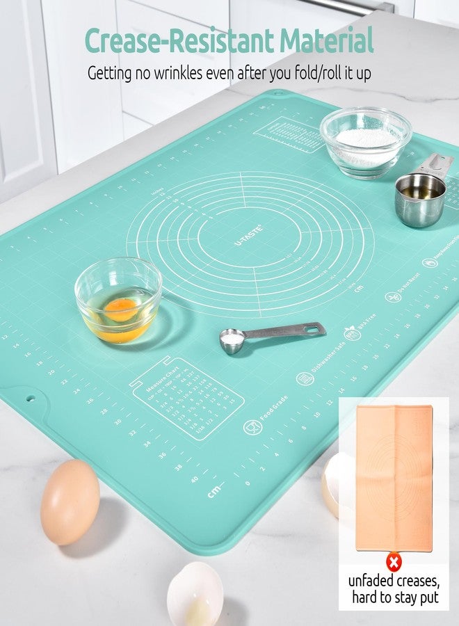U-Taste 28"x20" Large Pastry Mat: Food-Grade Liquid Silicone Dough Rolling Baking Sheet, Non-Stick Non-Slip for Kneading, Making Pizza, Fondant, Pie with Clear Measurement and Raised Edges (Aqua Sky) - Image 4