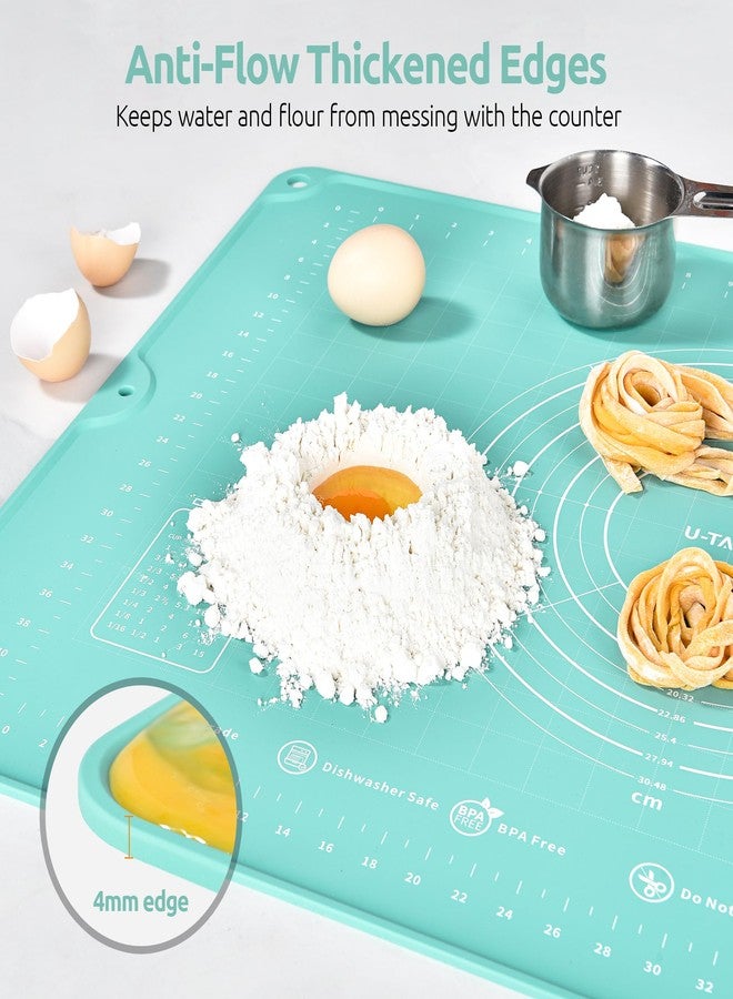 U-Taste 28"x20" Large Pastry Mat: Food-Grade Liquid Silicone Dough Rolling Baking Sheet, Non-Stick Non-Slip for Kneading, Making Pizza, Fondant, Pie with Clear Measurement and Raised Edges (Aqua Sky) - Image 5