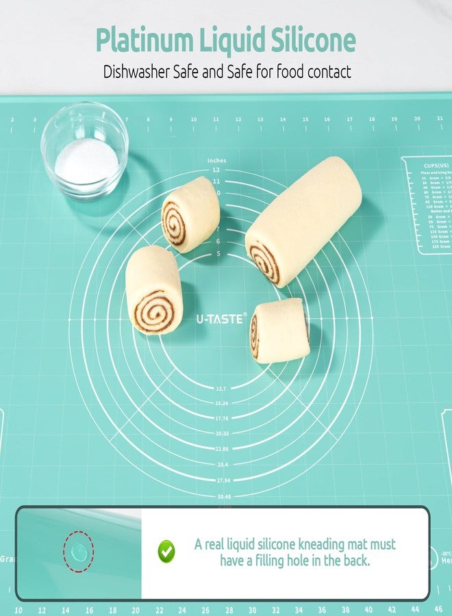 U-Taste 28"x20" Large Pastry Mat: Food-Grade Liquid Silicone Dough Rolling Baking Sheet, Non-Stick Non-Slip for Kneading, Making Pizza, Fondant, Pie with Clear Measurement and Raised Edges (Aqua Sky) - Image 3