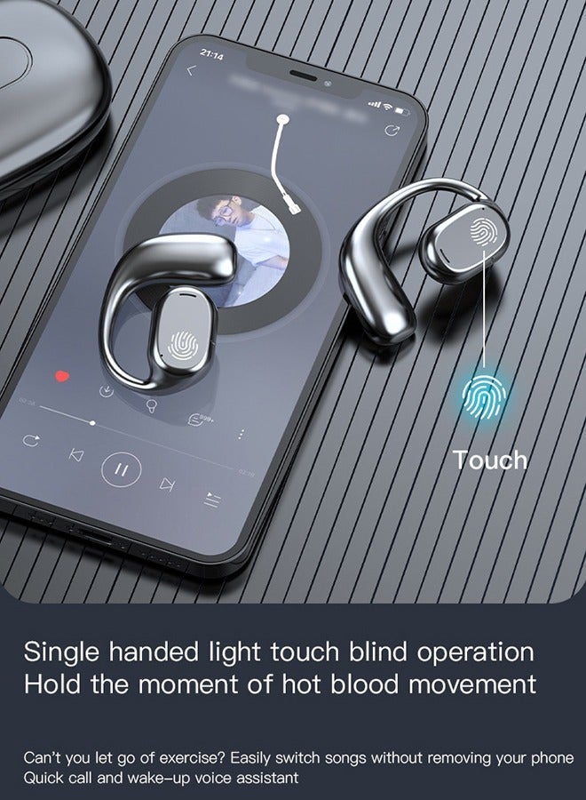 DUNISO Wireless Headphones Bluetooth 5.3 Open Ear Headphones with Multi-function Button Charging Case Touch Control and Digital Display,  Earphones Built-in Mic Noise-cancelling Headphones for Sport Workout - Image 5