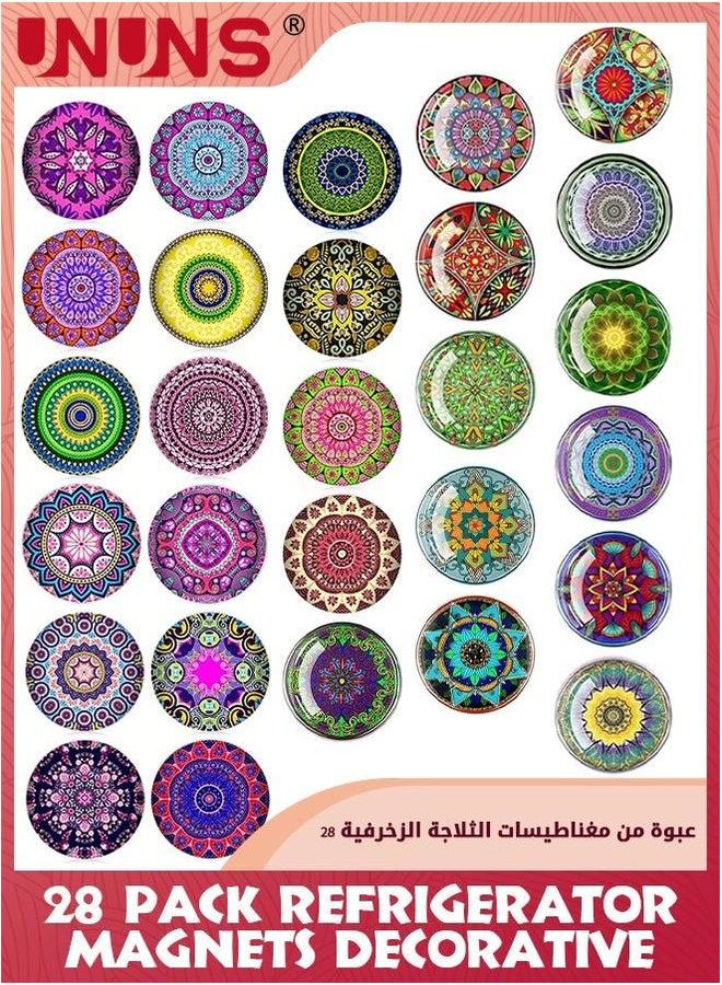 UNUNS 28 Pack Refrigerator Magnets Decorative,Mandala Petal Fridge Magnets,Decorative Magnets,Locker And Whiteboard Magnets- Perfect For Home Office Use  - Image 1