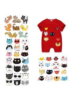 Iron on Transfers Patches, 52Pcs Cute Cats Heat Transfer Stickers Assorted Lovely Cat Design Appliques Animal Decal for Kids T-Shirts Bags Clothing DIY Decorations Garments Accessories