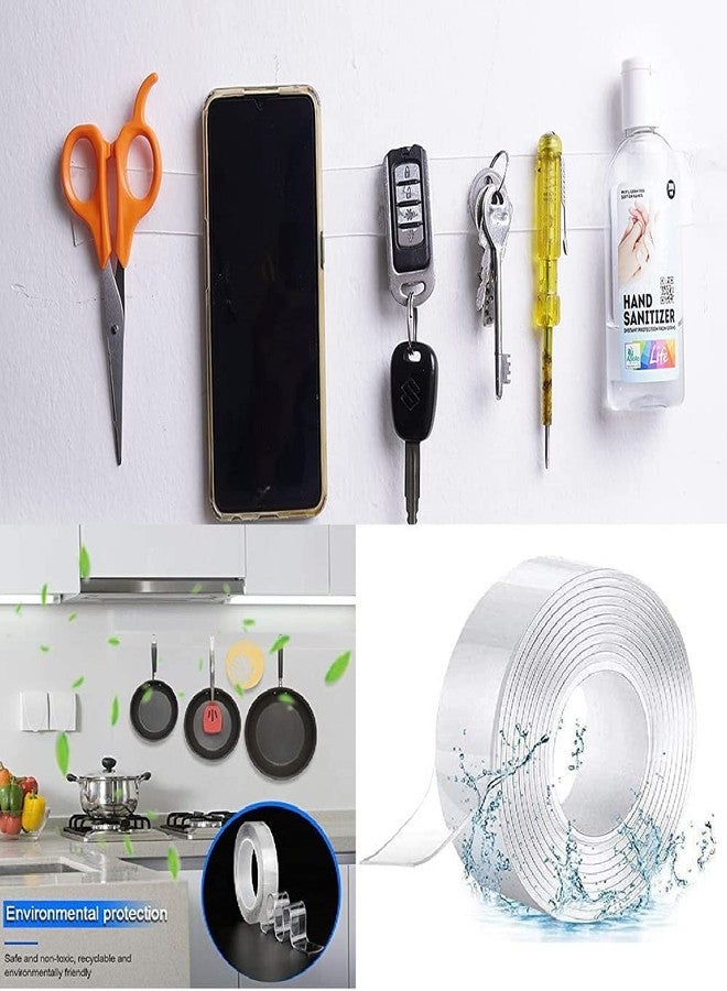 MOCOCO Premium Double Sided Tape Heavy Duty Multipurpose Waterproof Washable Reusable Removable for Home Kitchen office – Transparent 3 Meter (Pack of 3) - Image 2