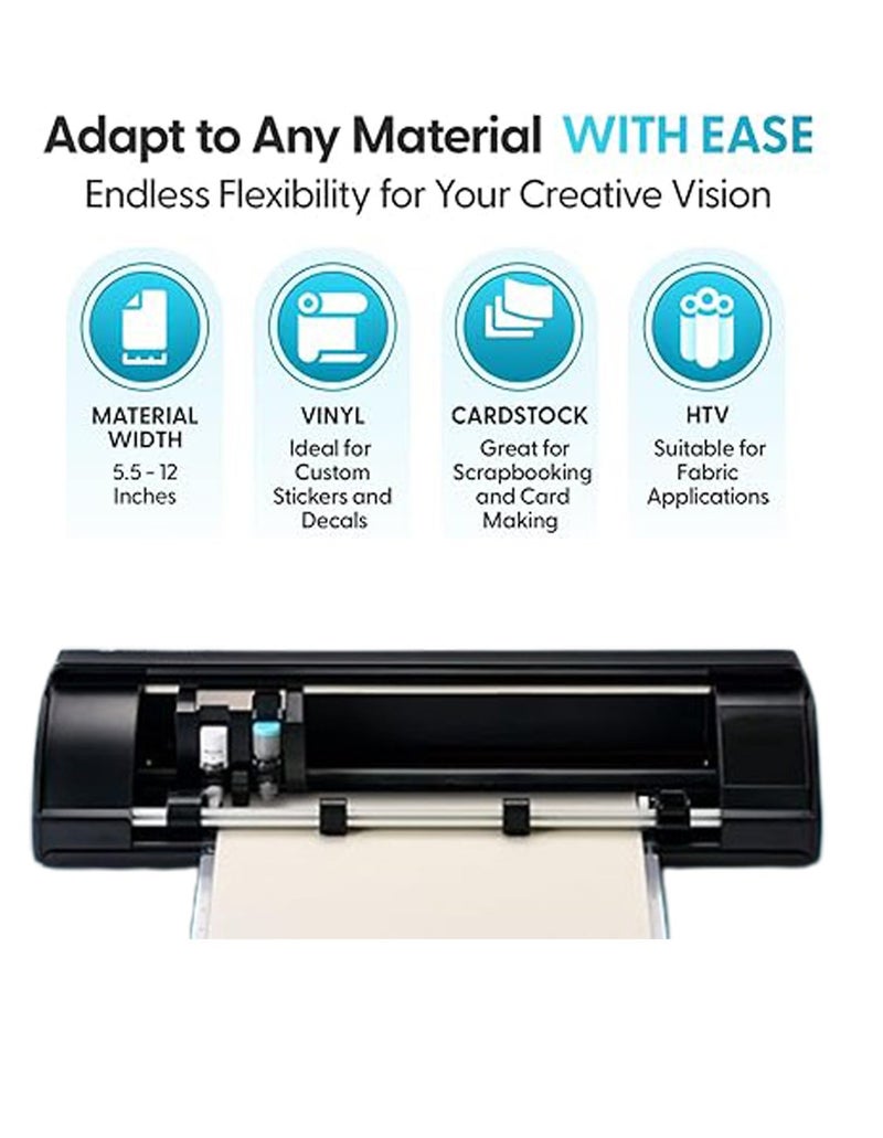Silhouette Of America ماكينة القطع الذكية Silhouette CAMEO 5 Alpha مع برنامج Studio، وشفرة AutoBlade، وحصيرة قطع، ومحول قلم رسم، و100 تصميم - متوافقة مع حصيرة ES، لون أسود كلاسيكي - Image 4