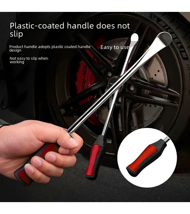 Green 370mm 14 Inch Chrome Vanadium Steel Tire Lever Set With Hub Protector - Image 5