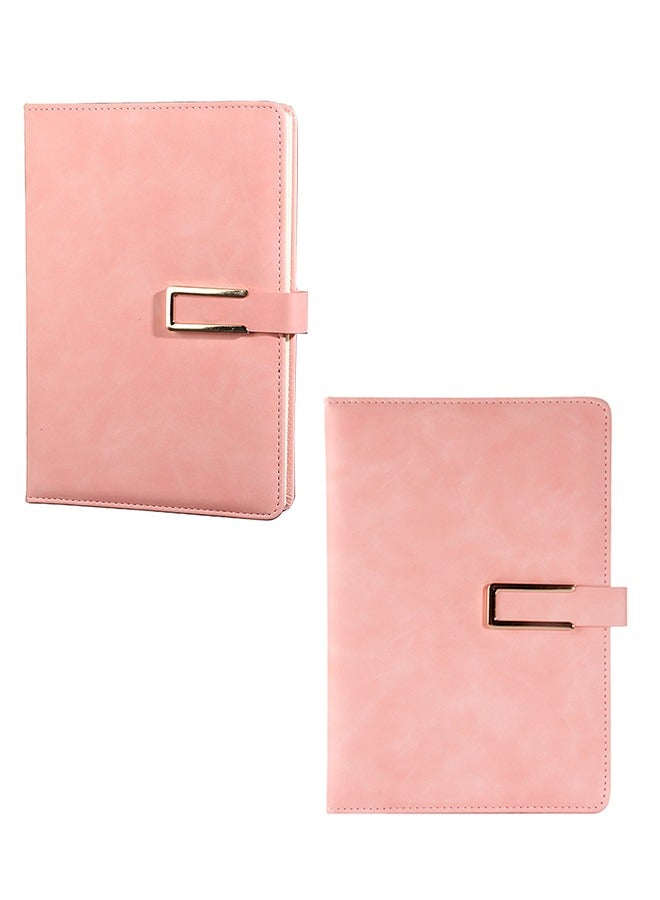 A5 Buckle Notebook, 200 Pages Soft  Diary , Pink Vintage Journal, Ruled Paper Notebook with Pocket for Business, Work, School, Note Taking, Gift for Men and Women - Image 1