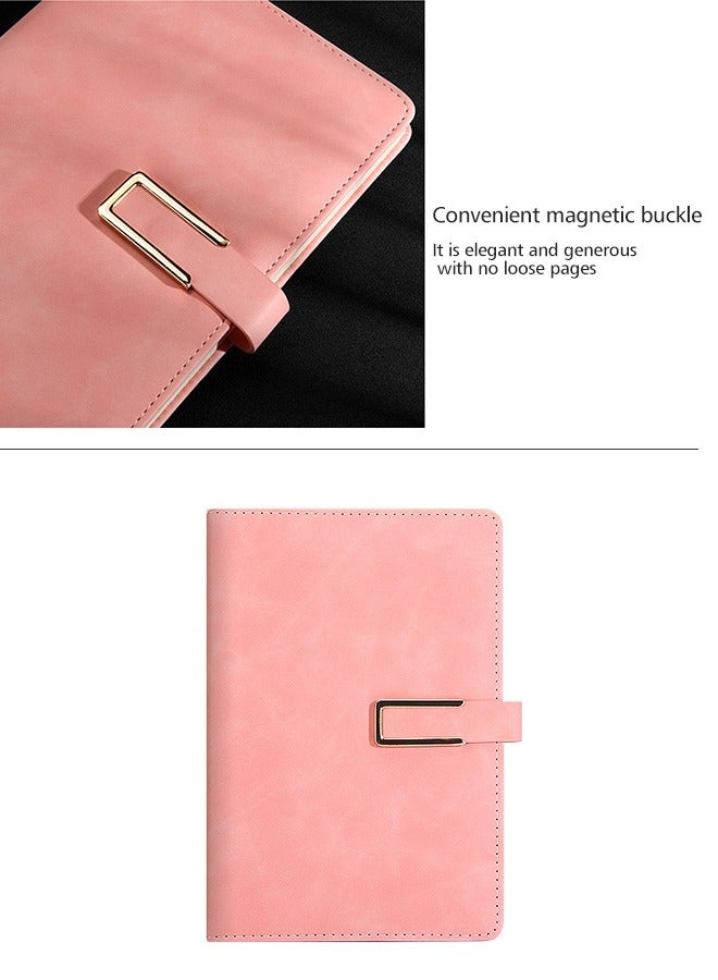 A5 Buckle Notebook, 200 Pages Soft  Diary , Pink Vintage Journal, Ruled Paper Notebook with Pocket for Business, Work, School, Note Taking, Gift for Men and Women - Image 2