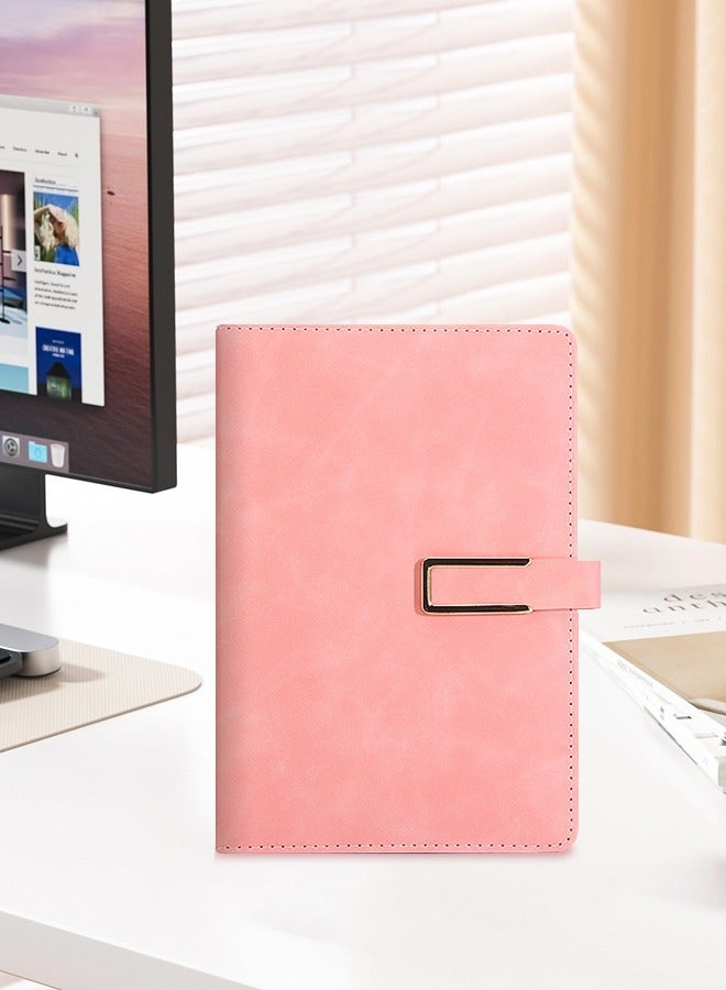 A5 Buckle Notebook, 200 Pages Soft  Diary , Pink Vintage Journal, Ruled Paper Notebook with Pocket for Business, Work, School, Note Taking, Gift for Men and Women - Image 3