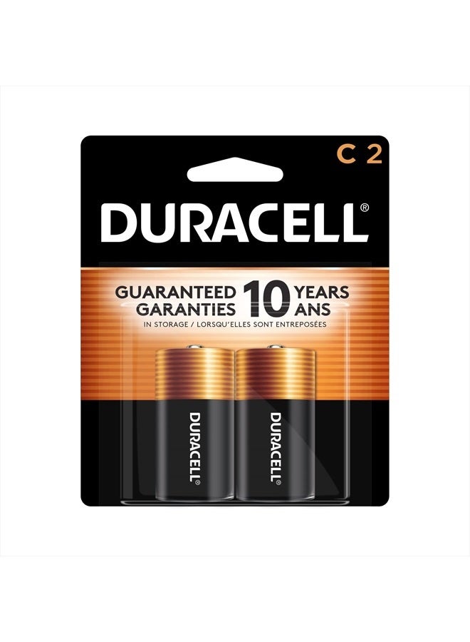 Duracell Coppertop C Batteries, 2 Count Pack, C Battery with Long-lasting Power, All-Purpose Alkaline C Battery for Household and Office Devices - Image 1