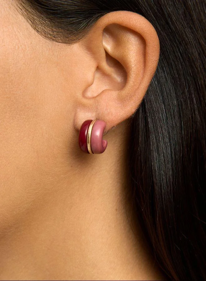 بارفوا أقراط مفتوحة الحلقة مع راتنج متعدد الألوان