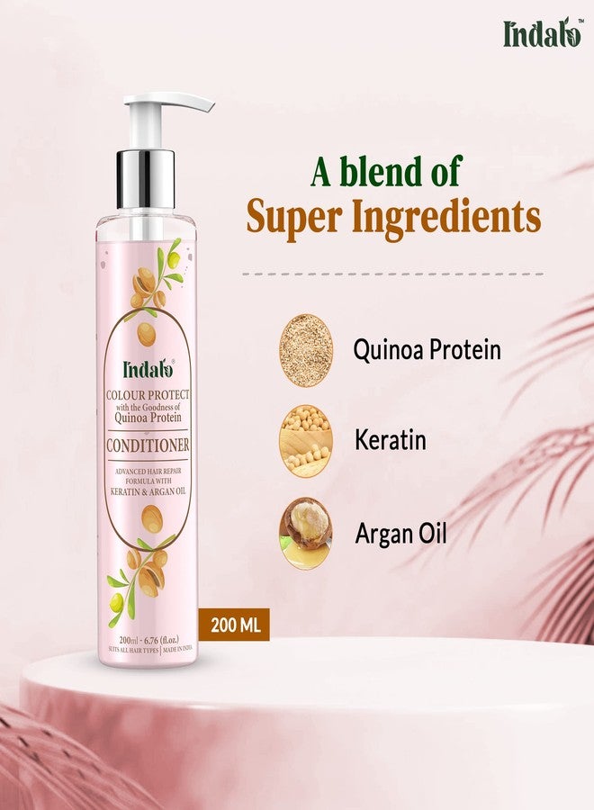 Indalo Quinoa Protein Colour Protect Conditioner for Color and Damaged Hair Protection with Argan Oil - Keratin Hair Treatment for Smooth Nourished Hair, Sulphate Free & Paraben Free (200ml) - Image 2