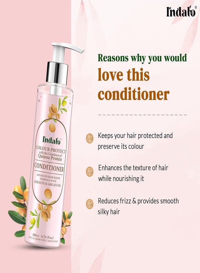 Indalo Quinoa Protein Colour Protect Conditioner for Color and Damaged Hair Protection with Argan Oil - Keratin Hair Treatment for Smooth Nourished Hair, Sulphate Free & Paraben Free (200ml) - Image 4