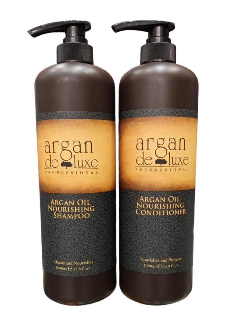 أرغان ديلوكس شامبو1000مل وبلسم 1000مل مغذي بزيت الأرغان