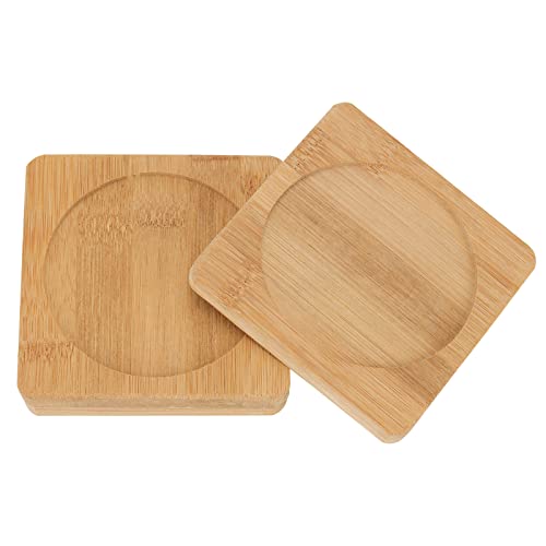 HOIGON 60 Pack 3.7 Inch Bamboo Coasters, Natural Wooden Coasters, Square Bamboo Tray Saucer Set for Drinks, Crafts, Succulents - Image 4