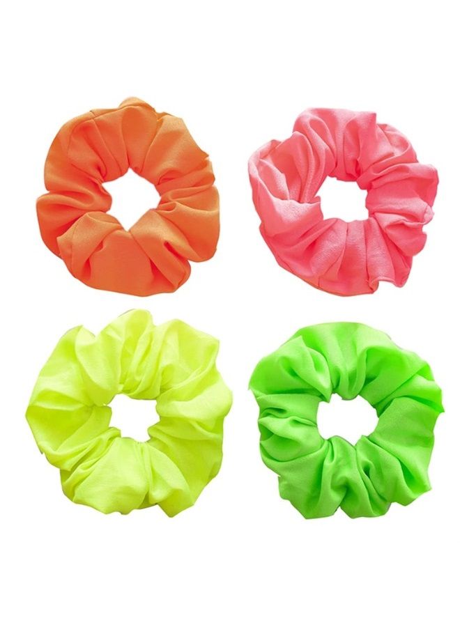 Quupy 7PCS Bright Neon Hair Scrunchies Premium Soft Elastic Bobbles Hair Ties Hair Bands Ponytail Holders for Girls Women Mixed Colors - Image 1