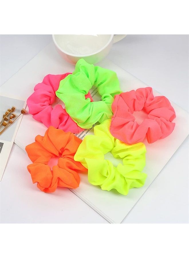Quupy 7PCS Bright Neon Hair Scrunchies Premium Soft Elastic Bobbles Hair Ties Hair Bands Ponytail Holders for Girls Women Mixed Colors - Image 5