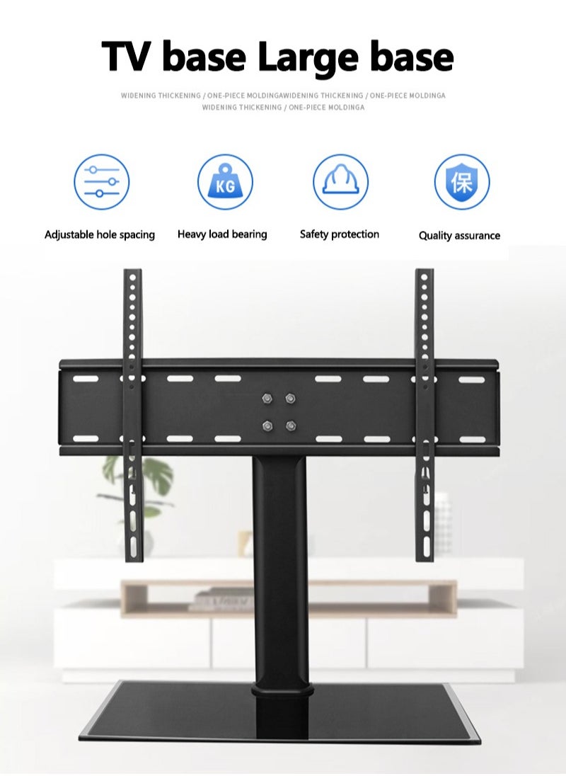 FlashHawk Universal TV Stand Table Bracket with Tempered Glass Base for 32-50 inch LCD LED TVs  - Image 2