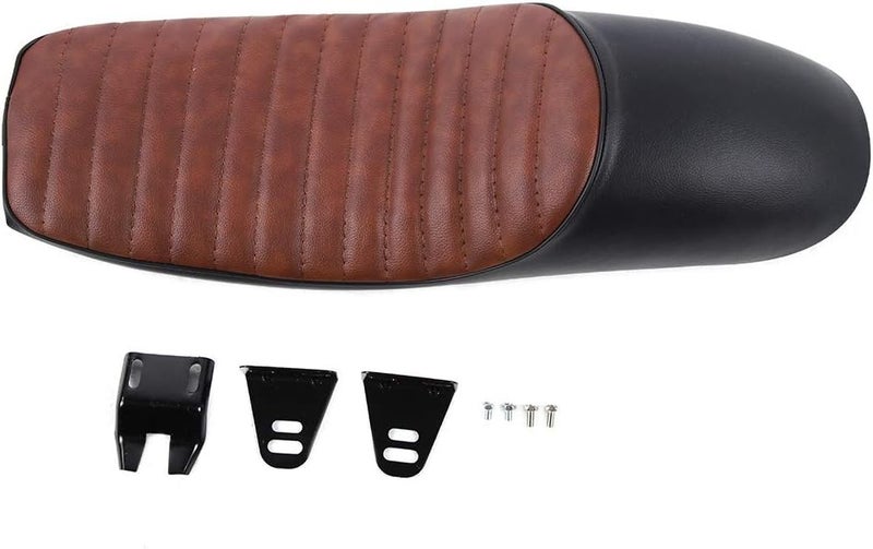 woobles Motorcycle Seat Rear Passenger Seat Motorcycle Vintage Cafe Racer Hump Saddle Sea for CG125(Brown + black) - Image 1