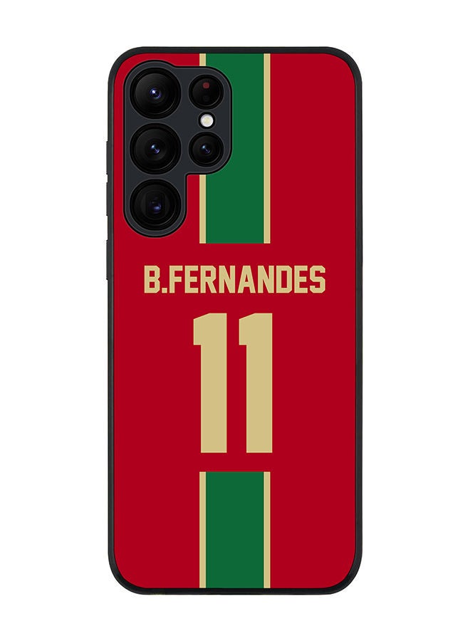 Stylizedd Rugged Black edge case for Samsung Galaxy S22 Ultra 5G Slim fit Soft Case Flexible Rubber Edges Anti Drop TPU Gel Thin Cover - Football Team - Portugal Player Name - B.Fernandes - Image 1