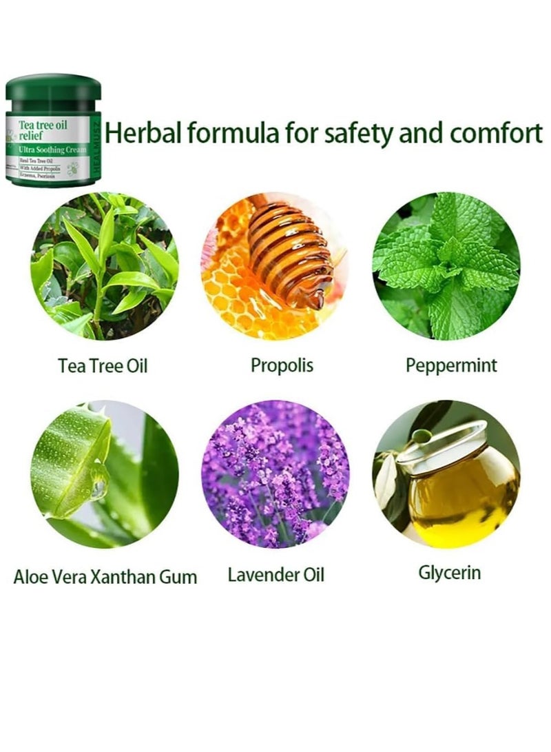 HEALMUSZ كريم مهدئ للغاية بزيت شجرة الشاي لتخفيف زيت شجرة الشاي كريم الصدفية مرهم الصدفية مع زيت شجرة الشاي يخفف حكة الجلد ويمنع العدوى الفطرية كريم غسول علاج الصدفية 25 جرام - Image 2