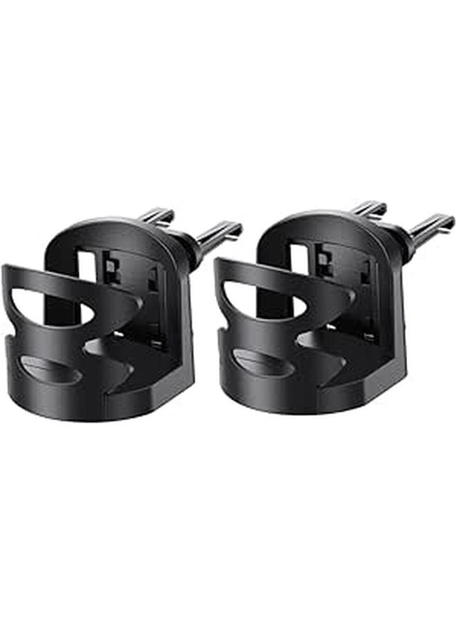 2Pcs Car Air Vent Cup Holder And Phone Mount Universal Stable Organizer Black - Image 1