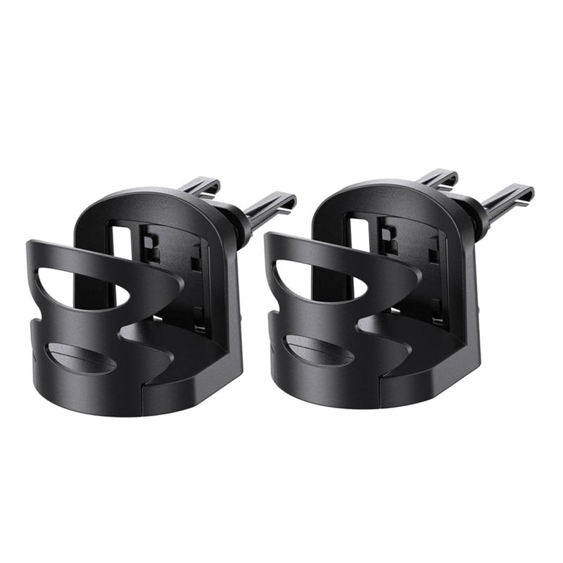 2Pcs Car Air Vent Cup Holder And Phone Mount Universal Stable Organizer Black - Image 2
